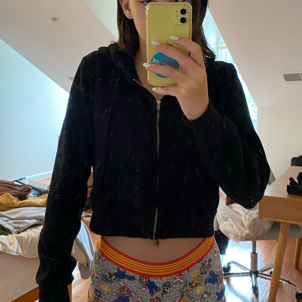 Black Cropped Zip Up